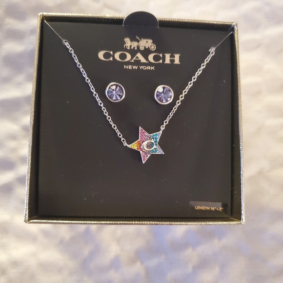Coach Star Necklace and Stud Earrings NEW w Box - Picture 1 of 3